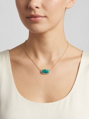 Kendra Scott Gold Necklace with Green Stone